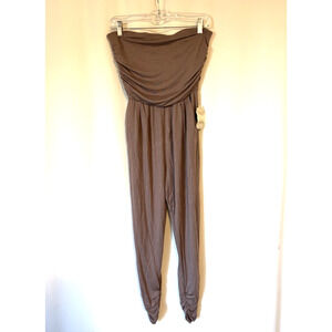 Altar'd State Eli Jumpsuit Medium Strapless Taupe Stretch Pockets New